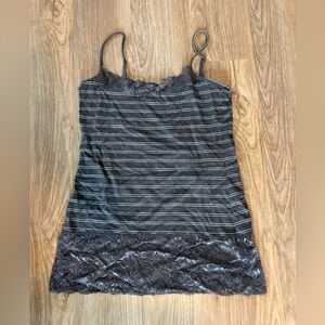 LOFT Gray Striped Lace Camisole